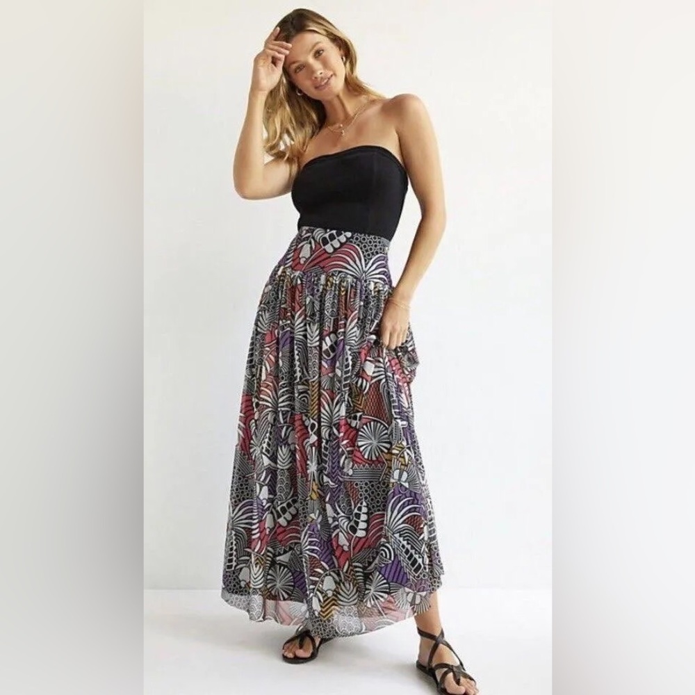Anthropologie Farm Rio Tropical Maxi Skirt Size Petite S